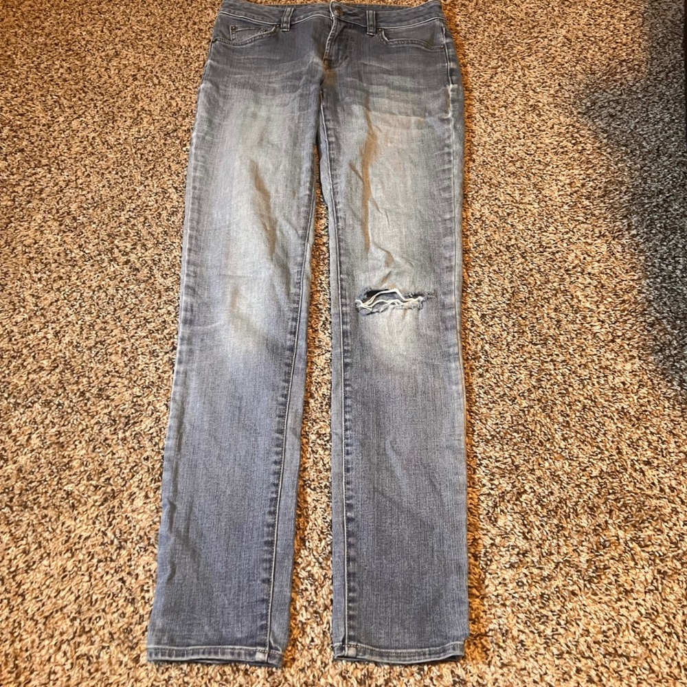 Cremieux Women's Jeans Size 2 Blue Wash Denim Ripped Knee Casual Everyday